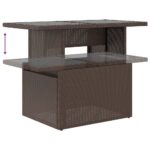 Table de jardin dessus en verre marron 100x55x73 cm poly rotin – Image 6