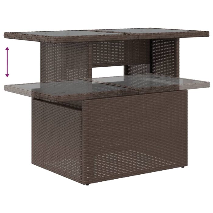 Table de jardin dessus en verre marron 100x55x73 cm poly rotin – Image 6
