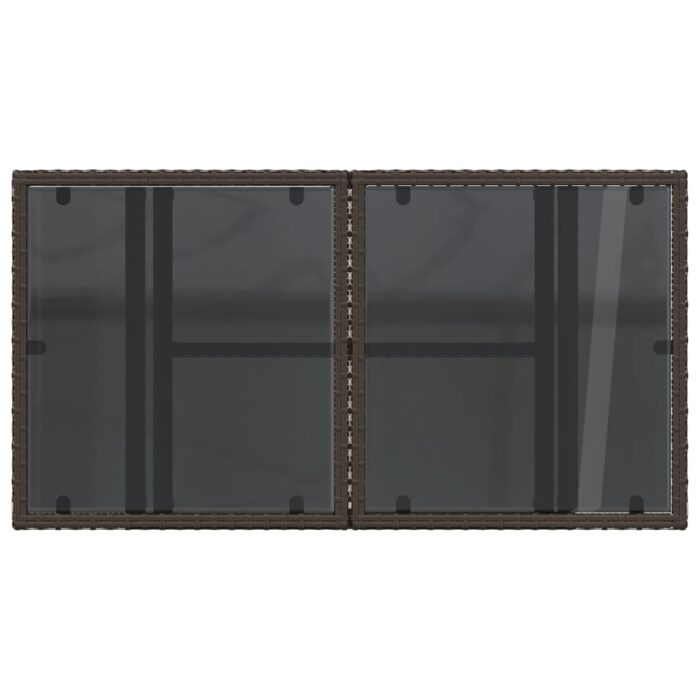 Table de jardin dessus en verre marron 100x55x73 cm poly rotin – Image 7