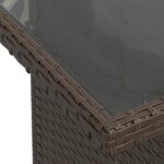 Table de jardin dessus en verre marron 100x55x73 cm poly rotin – Image 8