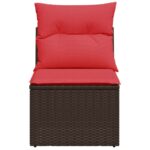Canapé de jardin sans accoudoirs coussins brun résine tressée – Image 2