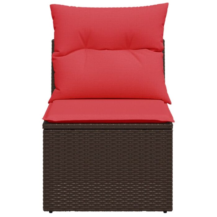 Canapé de jardin sans accoudoirs coussins brun résine tressée – Image 2