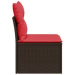 Canapé de jardin sans accoudoirs coussins brun résine tressée – Image 3