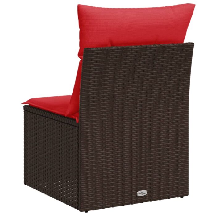 Canapé de jardin sans accoudoirs coussins brun résine tressée – Image 4