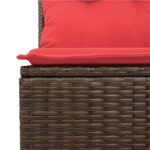 Canapé de jardin sans accoudoirs coussins brun résine tressée – Image 5