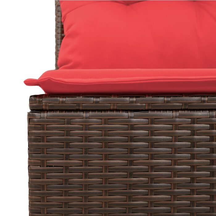 Canapé de jardin sans accoudoirs coussins brun résine tressée – Image 5