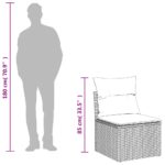 Canapé de jardin sans accoudoirs coussins brun résine tressée – Image 6