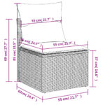 Canapé de jardin sans accoudoirs coussins brun résine tressée – Image 7