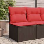 Canapé de jardin sans accoudoirs coussins brun résine tressée