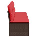 Canapé de jardin avec coussins 4 places marron résine tressée – Image 3