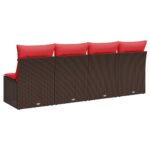 Canapé de jardin avec coussins 4 places marron résine tressée – Image 4
