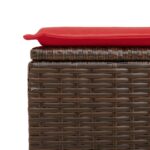 Tabouret de jardin avec coussin brun 55x55x37 cm résine tressée – Image 3