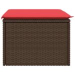 Tabouret de jardin avec coussin brun 55x55x37 cm résine tressée – Image 3