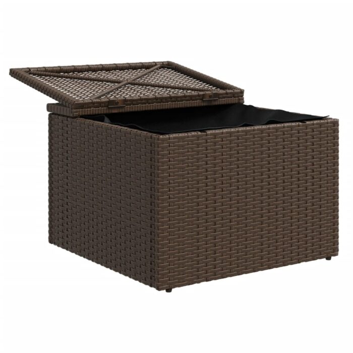 Tabouret de jardin avec coussin brun 55x55x37 cm résine tressée – Image 5