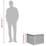 Tabouret de jardin avec coussin brun 55x55x37 cm résine tressée – Image 7