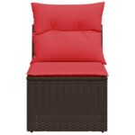 Chaise de jardin sans accoudoirs avec coussins marron rotin – Image 2