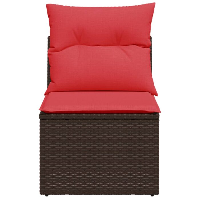 Chaise de jardin sans accoudoirs avec coussins marron rotin – Image 2