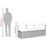 Canapé de jardin avec coussins 3 places brun résine tressée – Image 8