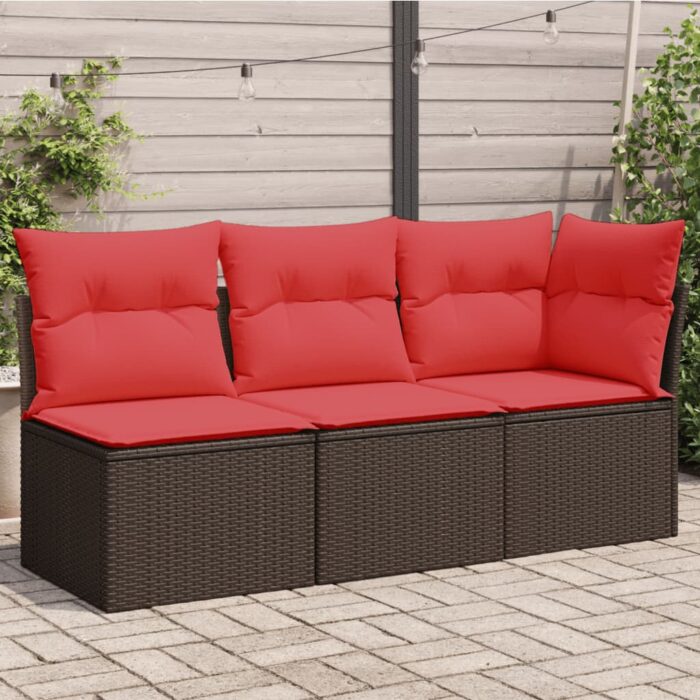 VXL8721012336247_m_en_hd_1.jpg Canapé de jardin avec coussins 3 places brun résine tressée – Image 1
