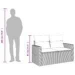Canapé de jardin avec coussins 2 places marron résine tressée – Image 10