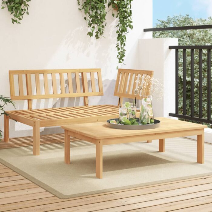 Salon de jardin palette 2 pcs bois massif d'acacia – Image 1