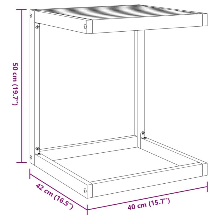 Table en forme de C 42x40x50 cm bois massif d'acacia – Image 7