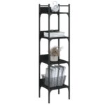 Bibliothèque à 4 niveaux noir 35x30x138,5 cm bois d'ingénierie – Image 2