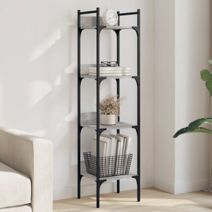 Bibliothèque à 4 niveaux sonoma gris 35x30x138,5 cm