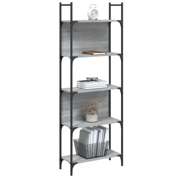 Bibliothèque à 5 niveaux sonoma gris 60,5x24x166,5 cm – Image 2