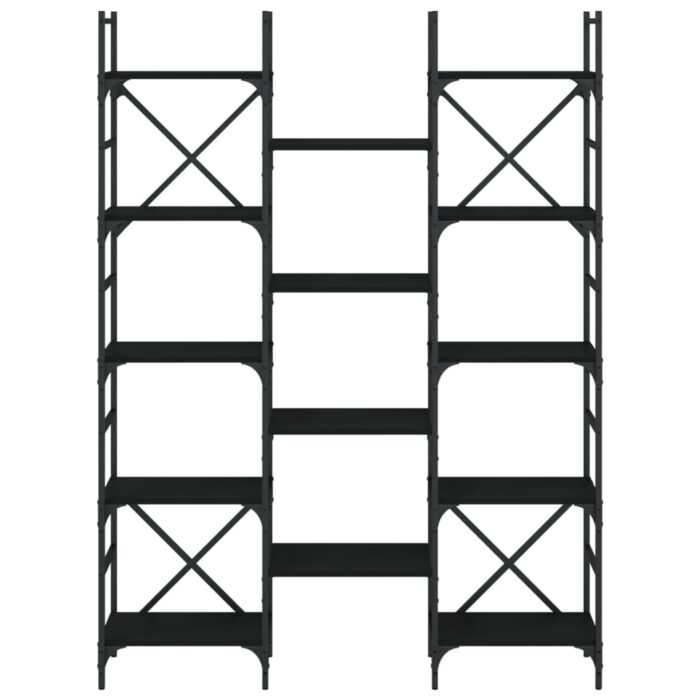 Bibliothèque noir 127,5x28,5x172,5 cm bois d'ingénierie – Image 3
