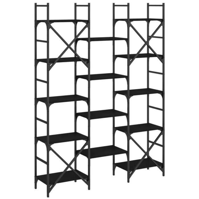 Bibliothèque noir 127,5x28,5x172,5 cm bois d'ingénierie – Image 5