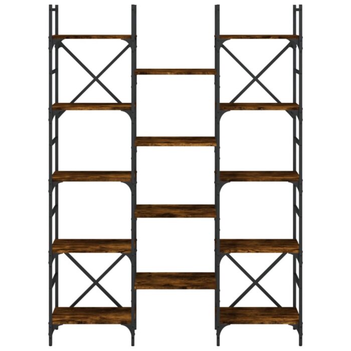 Bibliothèque chêne fumé 127,5x28,5x172,5 cm bois d'ingénierie – Image 3