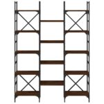 Bibliothèque chêne marron 127,5x28,5x172,5 cm bois d'ingénierie – Image 3