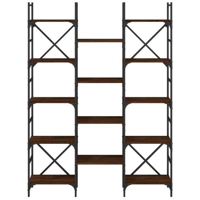 Bibliothèque chêne marron 127,5x28,5x172,5 cm bois d'ingénierie – Image 3