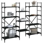 Bibliothèque noir 160x28,5x136,5 cm bois d'ingénierie – Image 2