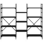Bibliothèque noir 160x28,5x136,5 cm bois d'ingénierie – Image 3
