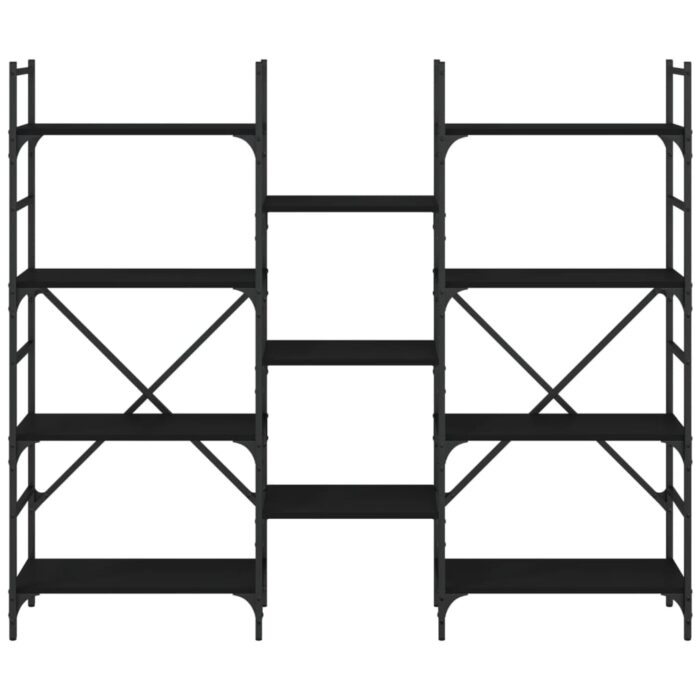 Bibliothèque noir 160x28,5x136,5 cm bois d'ingénierie – Image 3