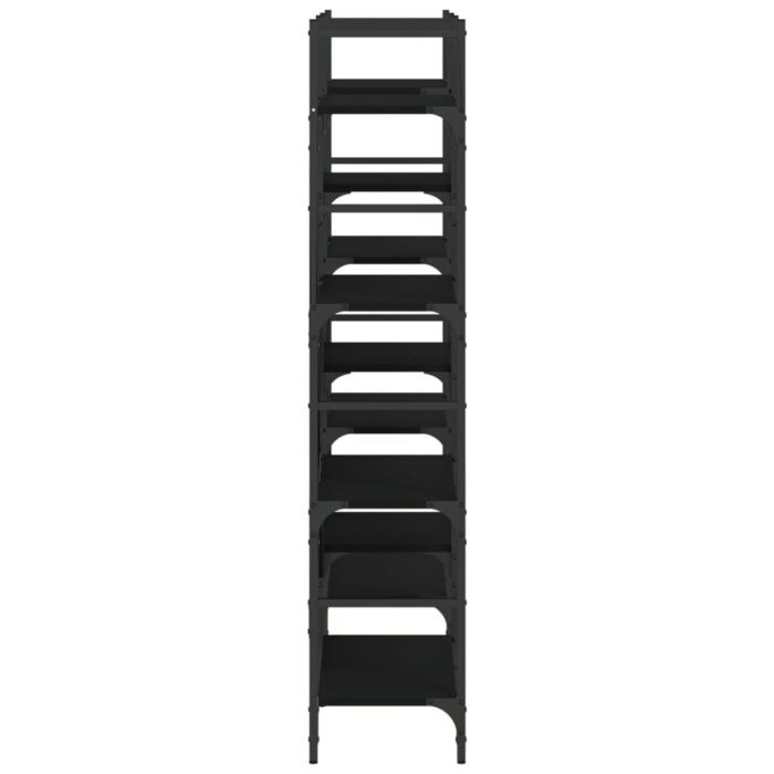 Bibliothèque noir 160x28,5x136,5 cm bois d'ingénierie – Image 4