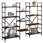 Bibliothèque chêne marron 160x28,5x136,5 cm bois d'ingénierie – Image 2