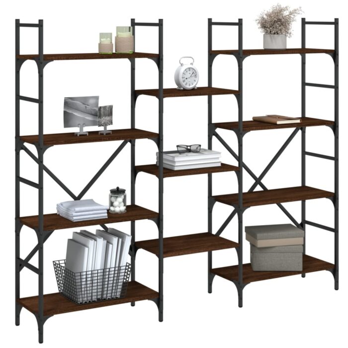 Bibliothèque chêne marron 160x28,5x136,5 cm bois d'ingénierie – Image 2