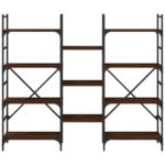 Bibliothèque chêne marron 160x28,5x136,5 cm bois d'ingénierie – Image 3