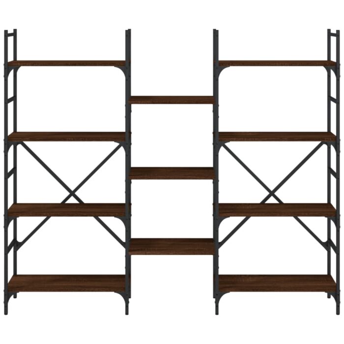 Bibliothèque chêne marron 160x28,5x136,5 cm bois d'ingénierie – Image 3