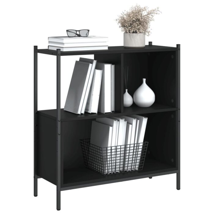 Bibliothèque noir 72x28x77,5 cm bois d'ingénierie – Image 2