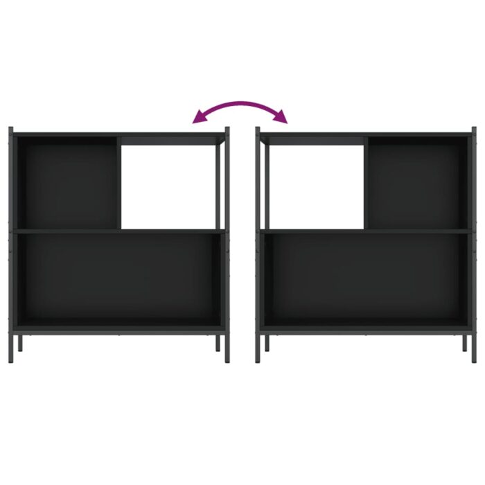 Bibliothèque noir 72x28x77,5 cm bois d'ingénierie – Image 6