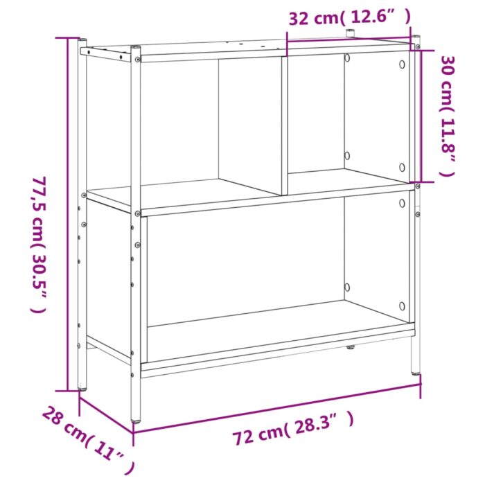 Bibliothèque noir 72x28x77,5 cm bois d'ingénierie – Image 9
