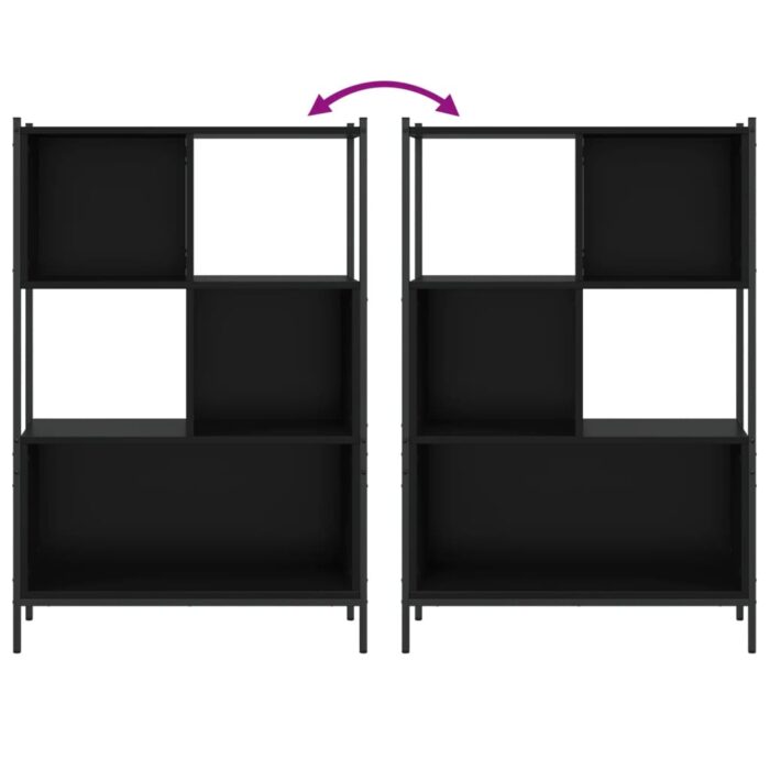 Bibliothèque noir 72x28x109 cm bois d'ingénierie – Image 6