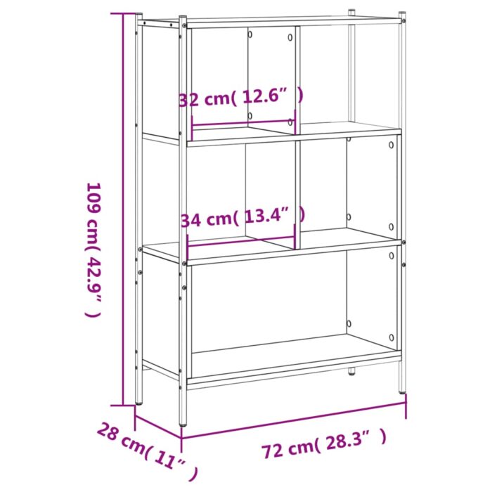 Bibliothèque sonoma gris 72x28x109 cm bois d'ingénierie – Image 9