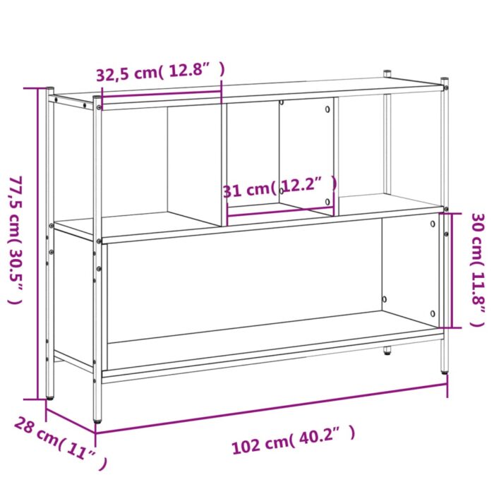 Bibliothèque sonoma gris 102x28x77,5 cm bois d'ingénierie – Image 8