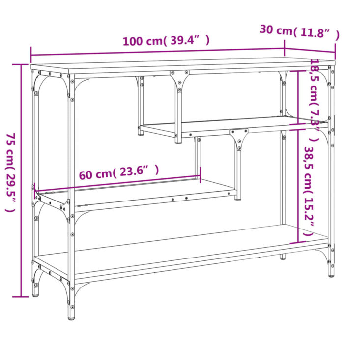 Table console noir 100x30x75 cm bois d'ingénierie – Image 8