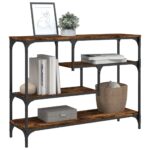 Table console chêne fumé 100x30x75 cm bois d'ingénierie – Image 2